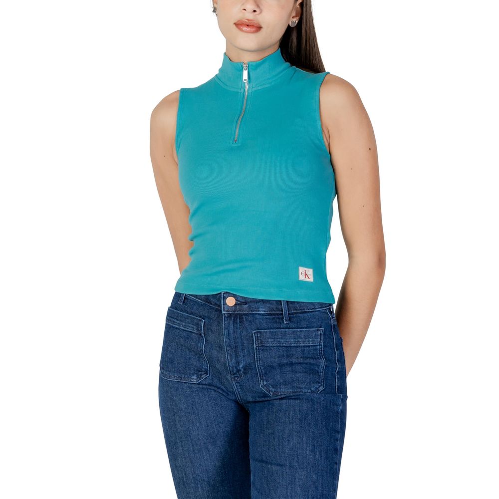 Calvin Klein Jeans Türkisfarbenes Baumwoll-Top