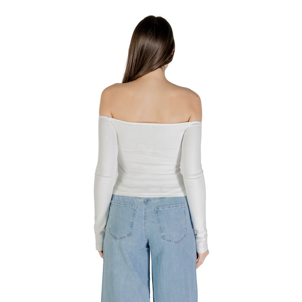 Tommy Hilfiger Jeans Cremefarbenes Langarm-T-Shirt aus recycelter Baumwolle