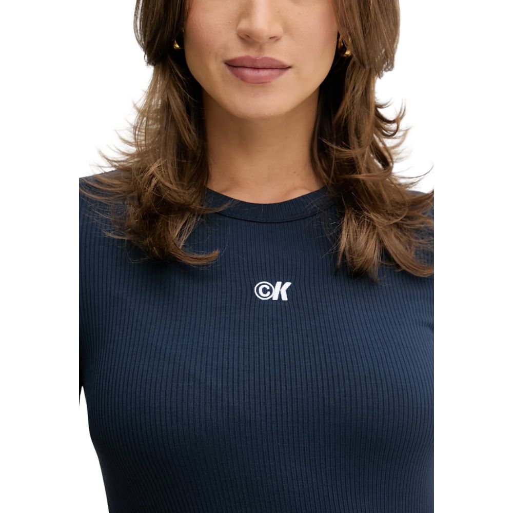 Calvin Klein Jeans Langes blaues Modal-Kleid