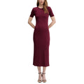Calvin Klein Jeans Langes Kleid aus Modal in Bordeaux