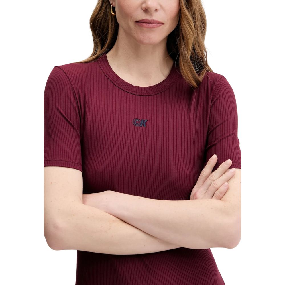 Calvin Klein Jeans Langes Kleid aus Modal in Bordeaux