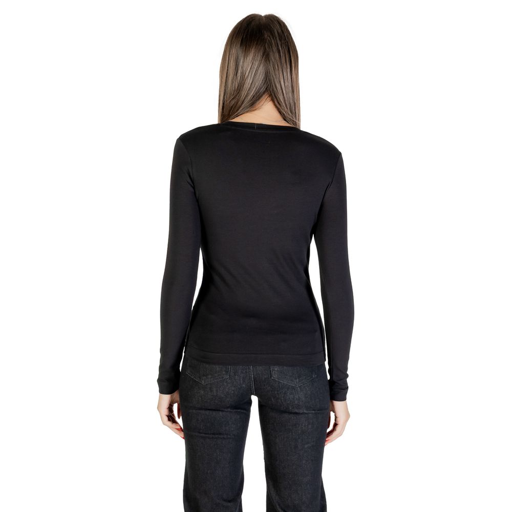 Guess Schwarzes Langarm-T-Shirt aus Baumwolle