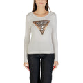 Guess Cremefarbenes Langarm-T-Shirt aus Baumwolle