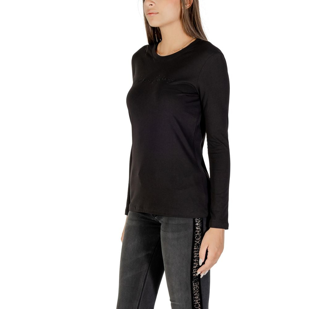 Armani Exchange Schwarzes Langarm-T-Shirt aus Baumwolle