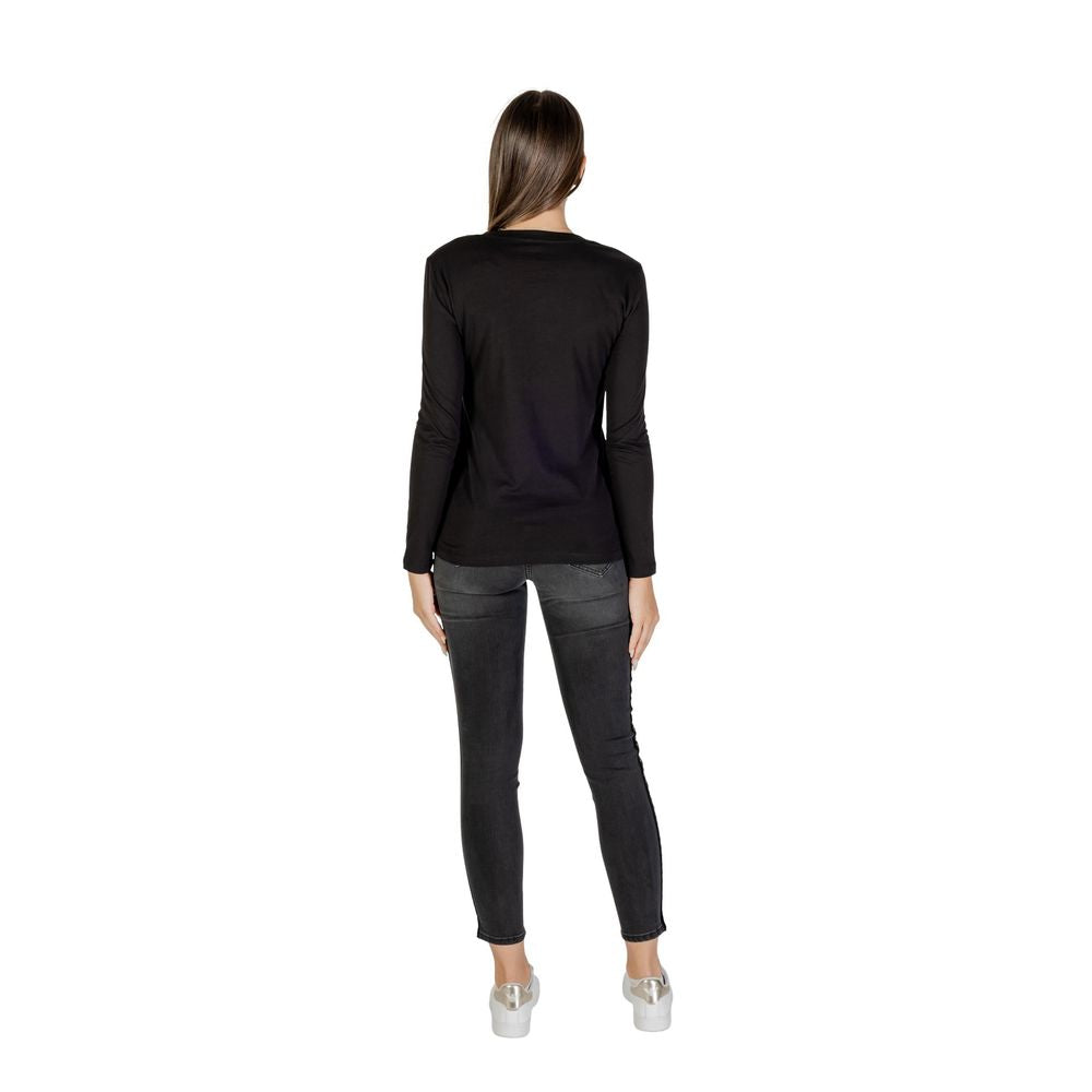 Armani Exchange Schwarzes Langarm-T-Shirt aus Baumwolle