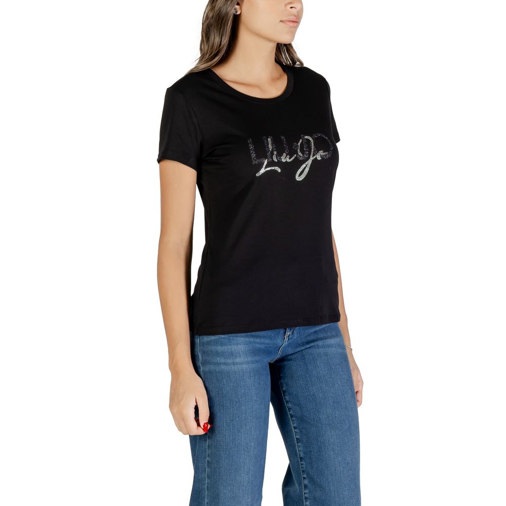 Liu Jo Schwarzes Baumwoll-T-Shirt