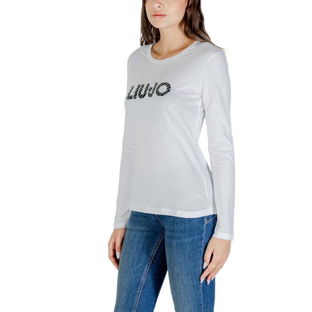 Liu Jo Weißes Langarm-T-Shirt aus Baumwolle
