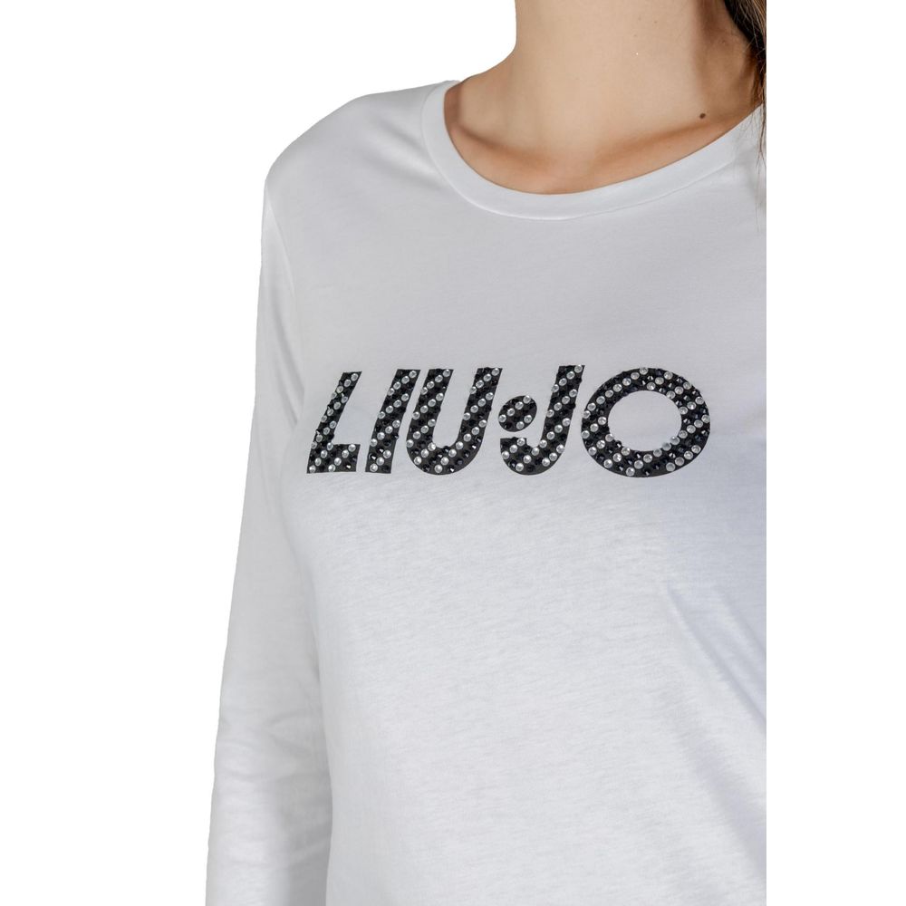 Liu Jo Weißes Langarm-T-Shirt aus Baumwolle