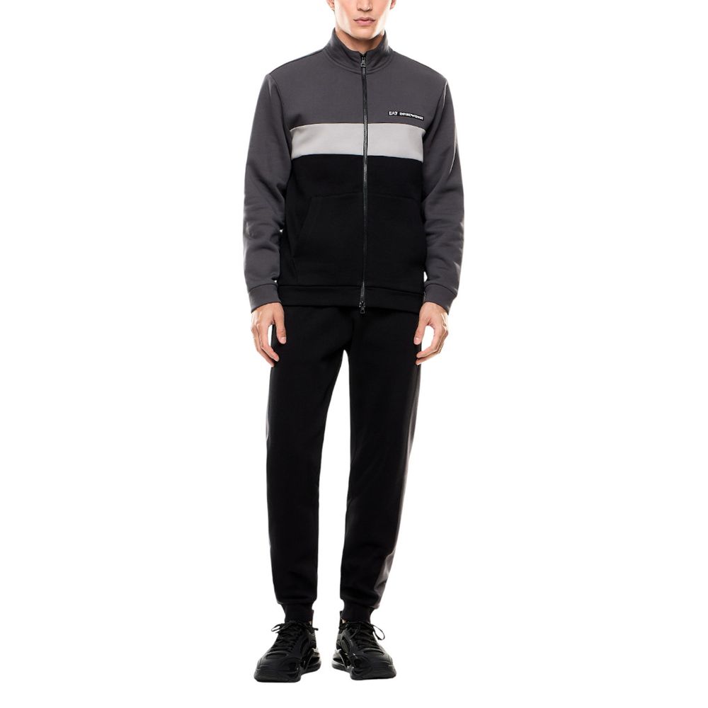 EA7 Emporio Armani Schwarzer Baumwoll-Trainingsanzug