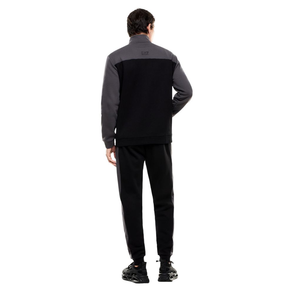 EA7 Emporio Armani Schwarzer Baumwoll-Trainingsanzug