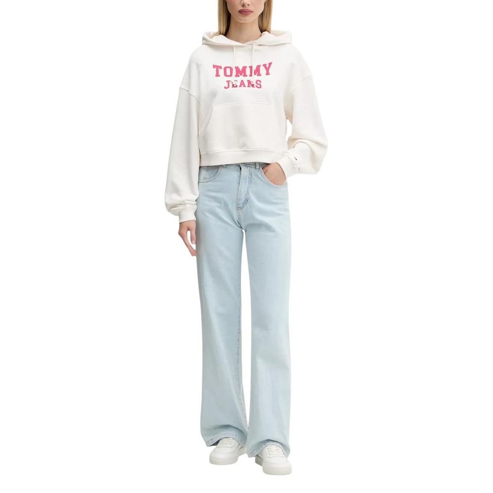 Tommy Hilfiger Jeans Cremefarbene Kapuzenjacke aus recycelter Baumwolle