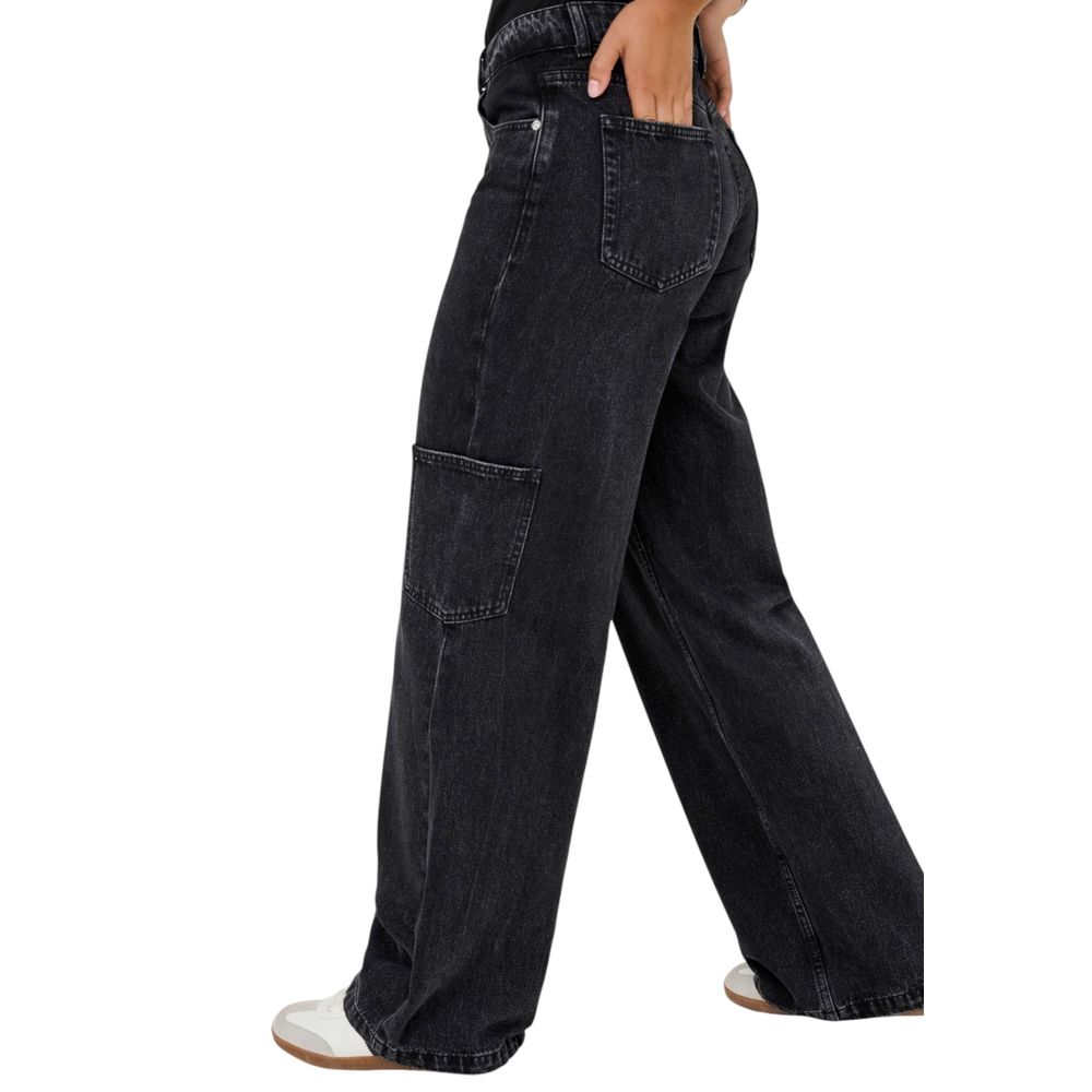 Only Schwarze Baumwolljeans im Relaxed Fit