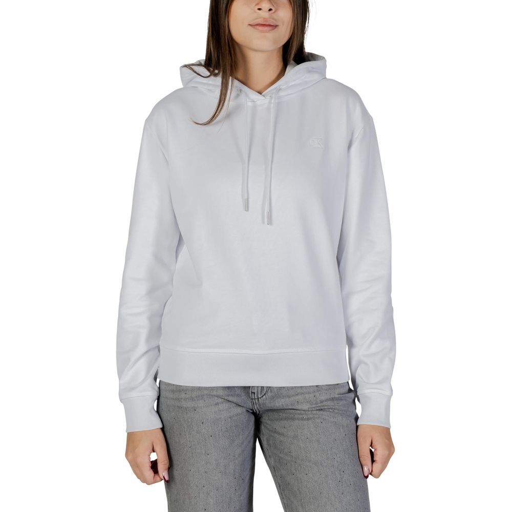 Calvin Klein Jeans Weiße Baumwoll-Kapuzenpullover