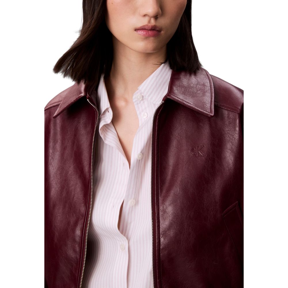 Calvin Klein Jeans Bordeaux Lederjacke
