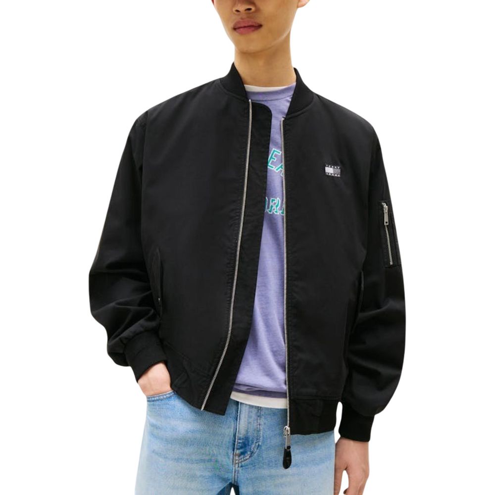 Tommy Hilfiger Jeans Schwarzer Bomber aus recycelter Baumwolle