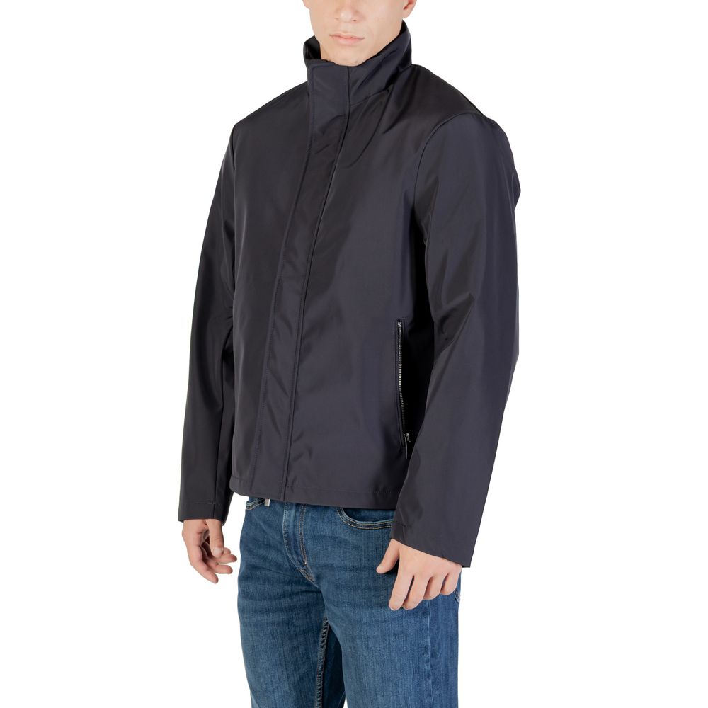 Armani Exchange Blaue Polyester-Jacke in voller Länge