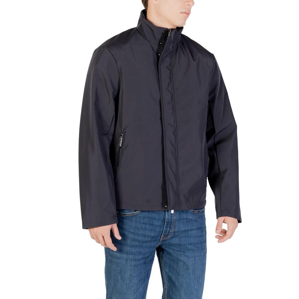 Armani Exchange Blaue Polyester-Jacke in voller Länge