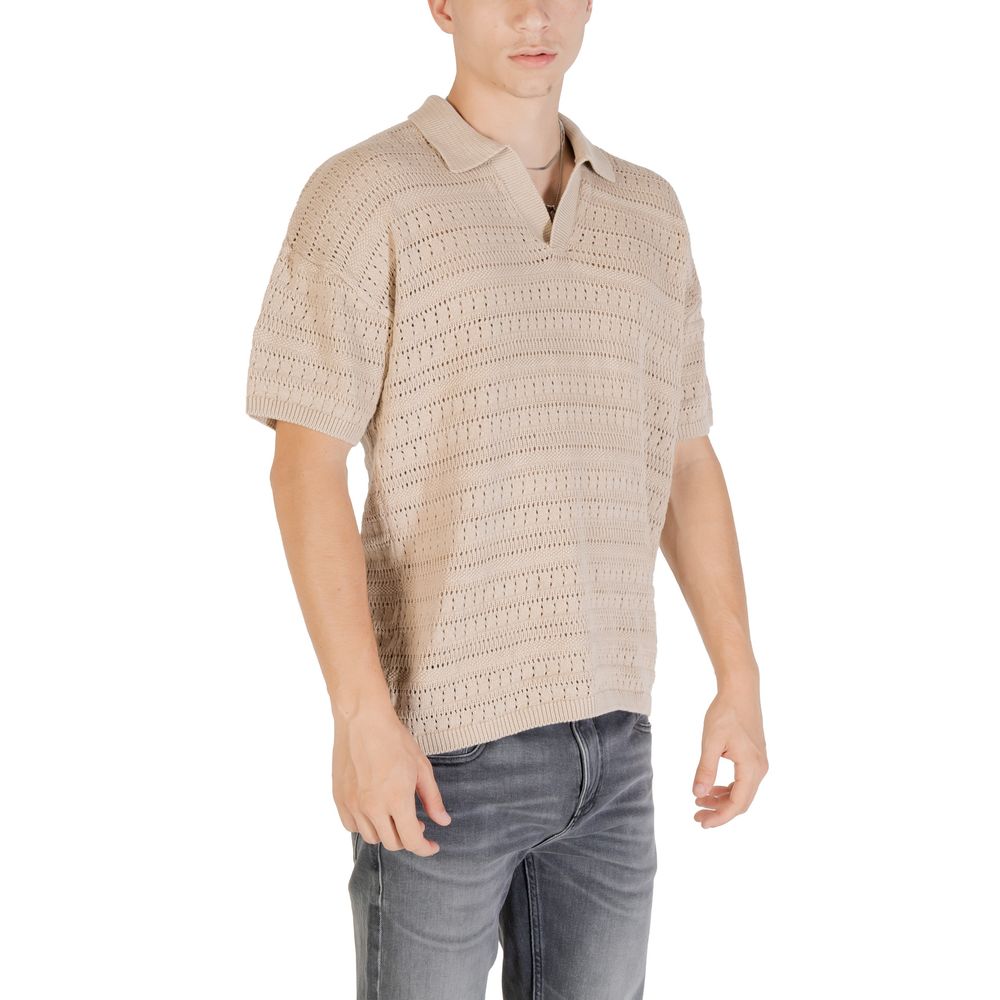 Only & Sons Beige Baumwoll-Shirt mit kurzen Ärmeln