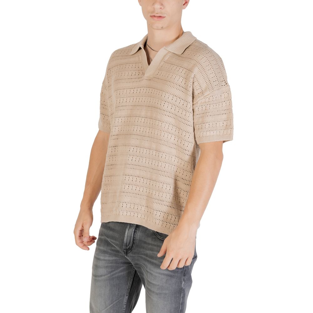 Only & Sons Beige Baumwoll-Shirt mit kurzen Ärmeln