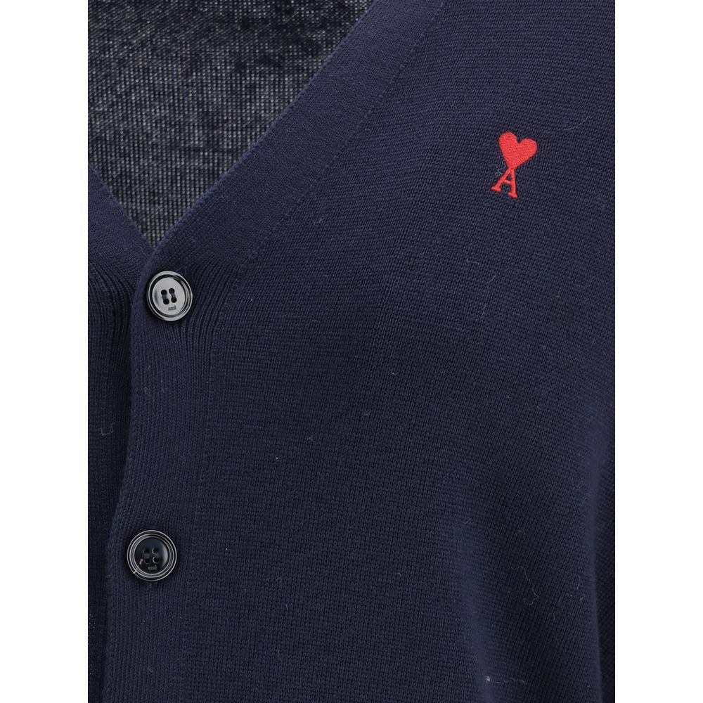 Ami Paris Blauer Wollcardigan Oves Aries