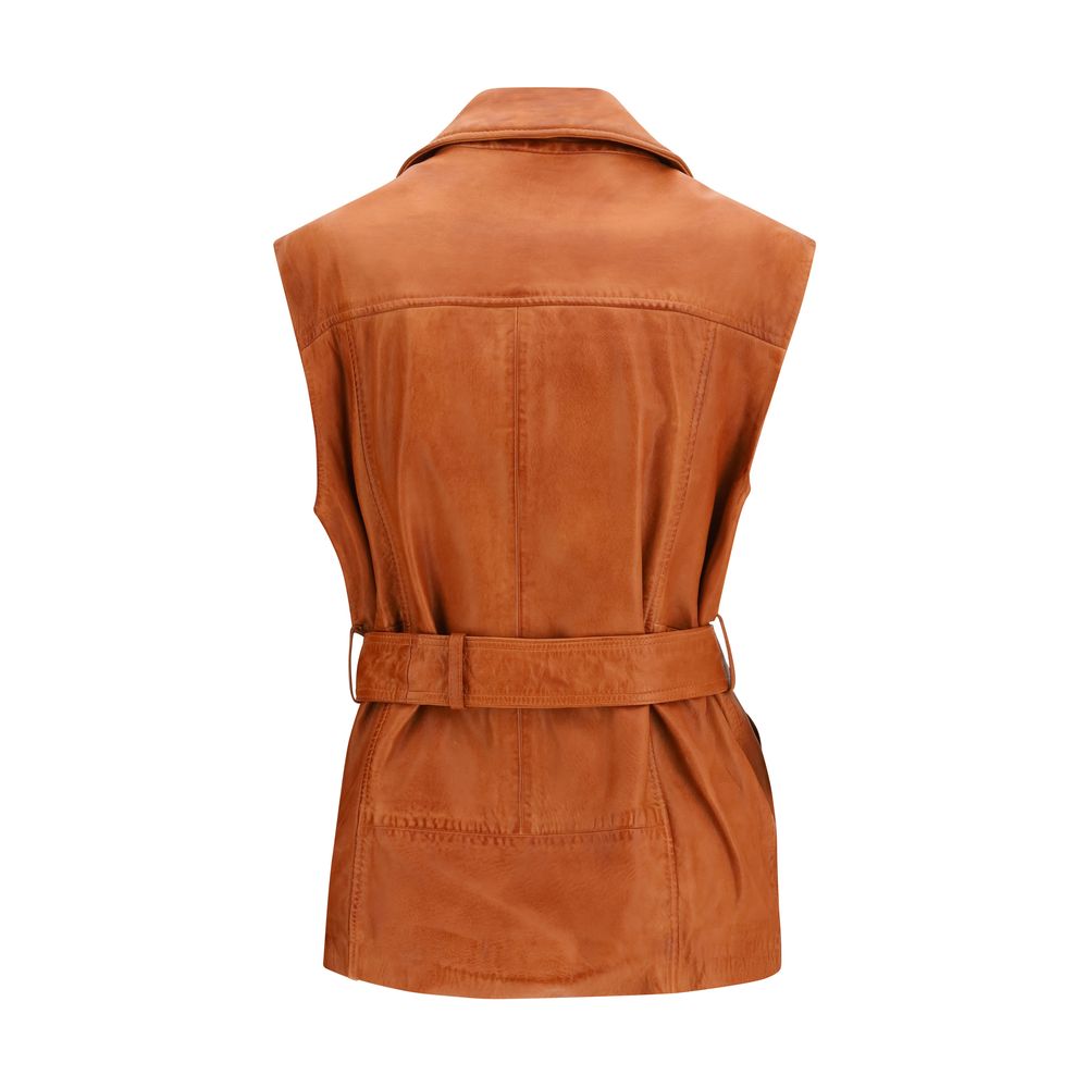 PINKO Braune Ziegenleder-Weste