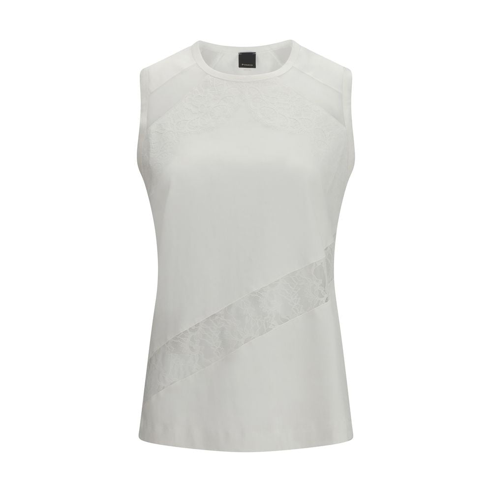 PINKO Weißes ärmelloses Baumwoll-T-Shirt