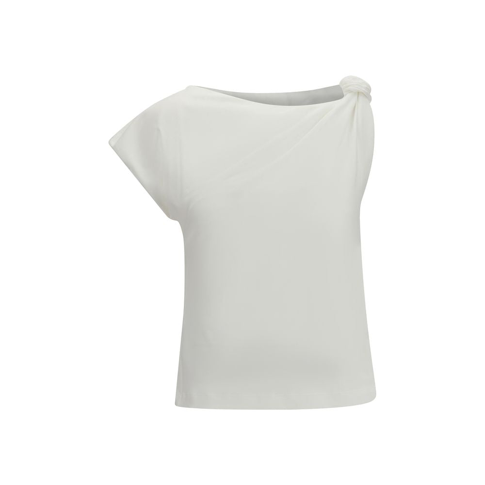 PINKO Weißes ärmelloses Baumwoll-T-Shirt