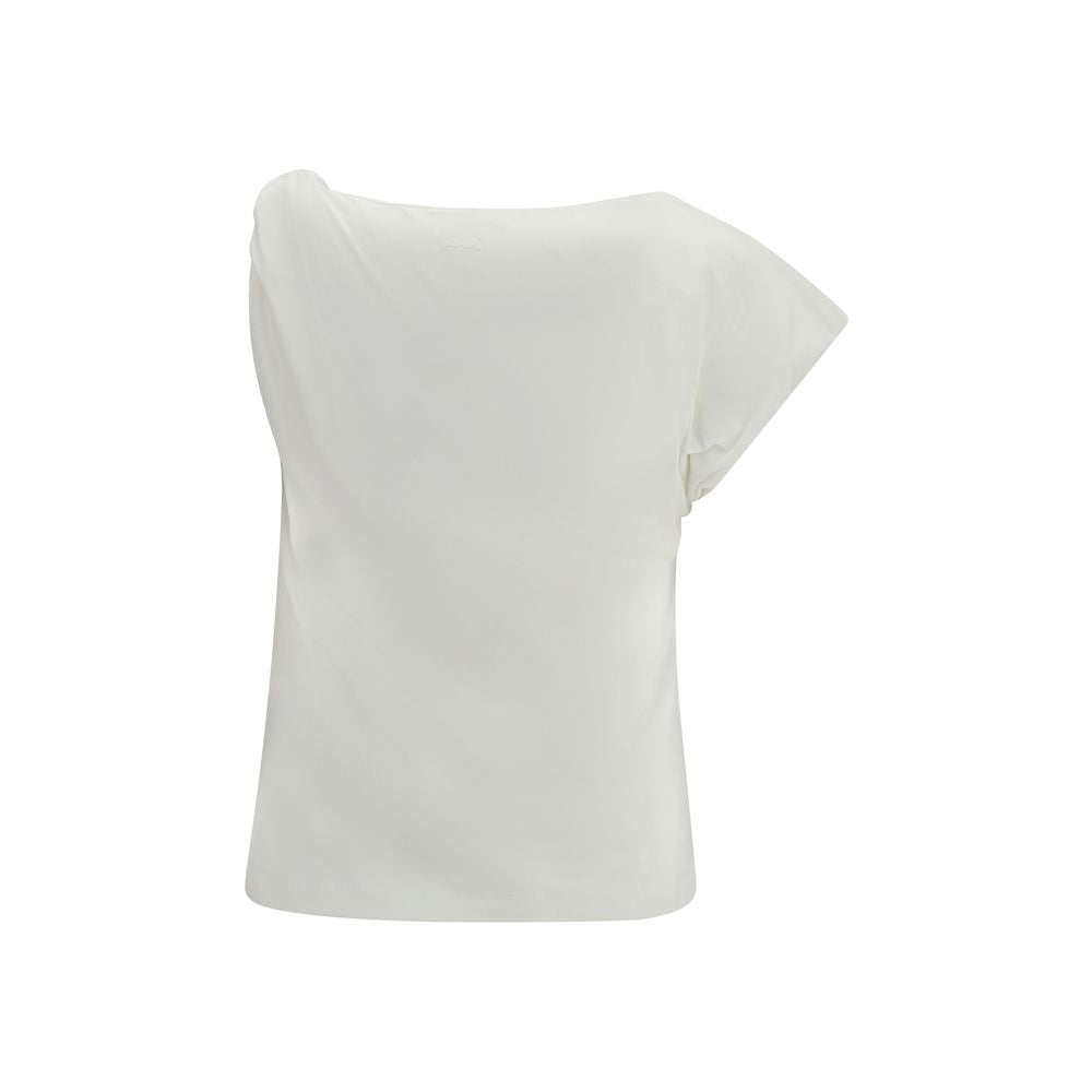 PINKO Weißes ärmelloses Baumwoll-T-Shirt