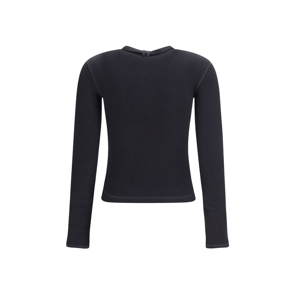 Diesel Schwarzes Langarm-T-Shirt aus Baumwolle
