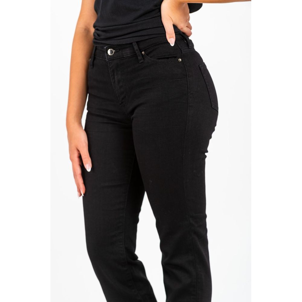 Gas Schwarze Baumwoll-Jeans mit geradem Bein