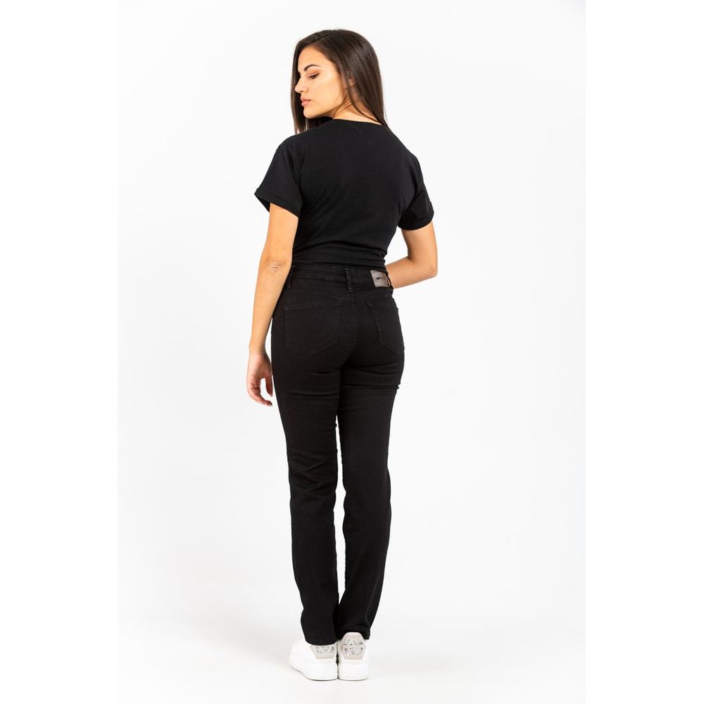 Gas Schwarze Baumwoll-Jeans mit geradem Bein