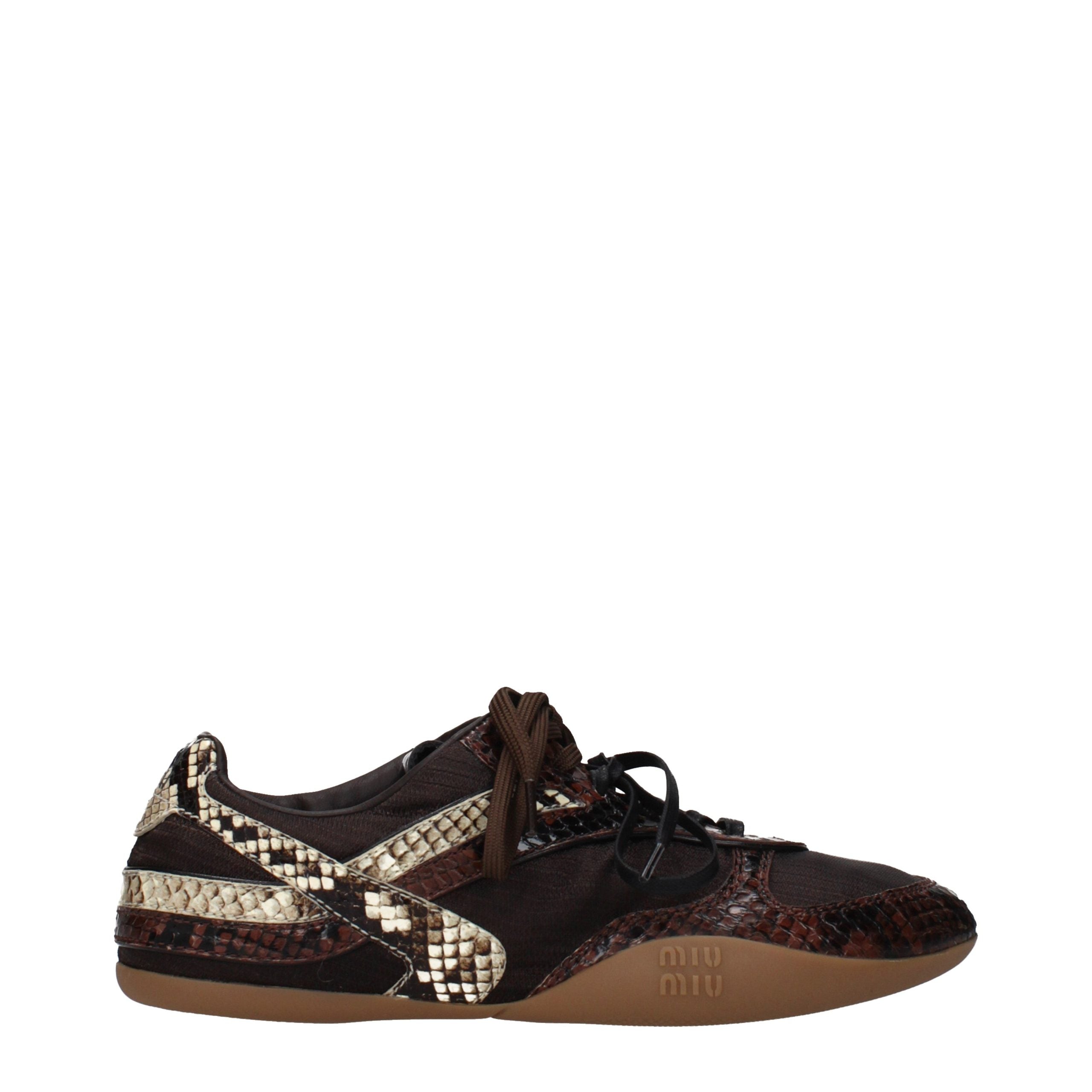 Miu Miu Braune Stoff-Sneaker mit niedrigem Schaft