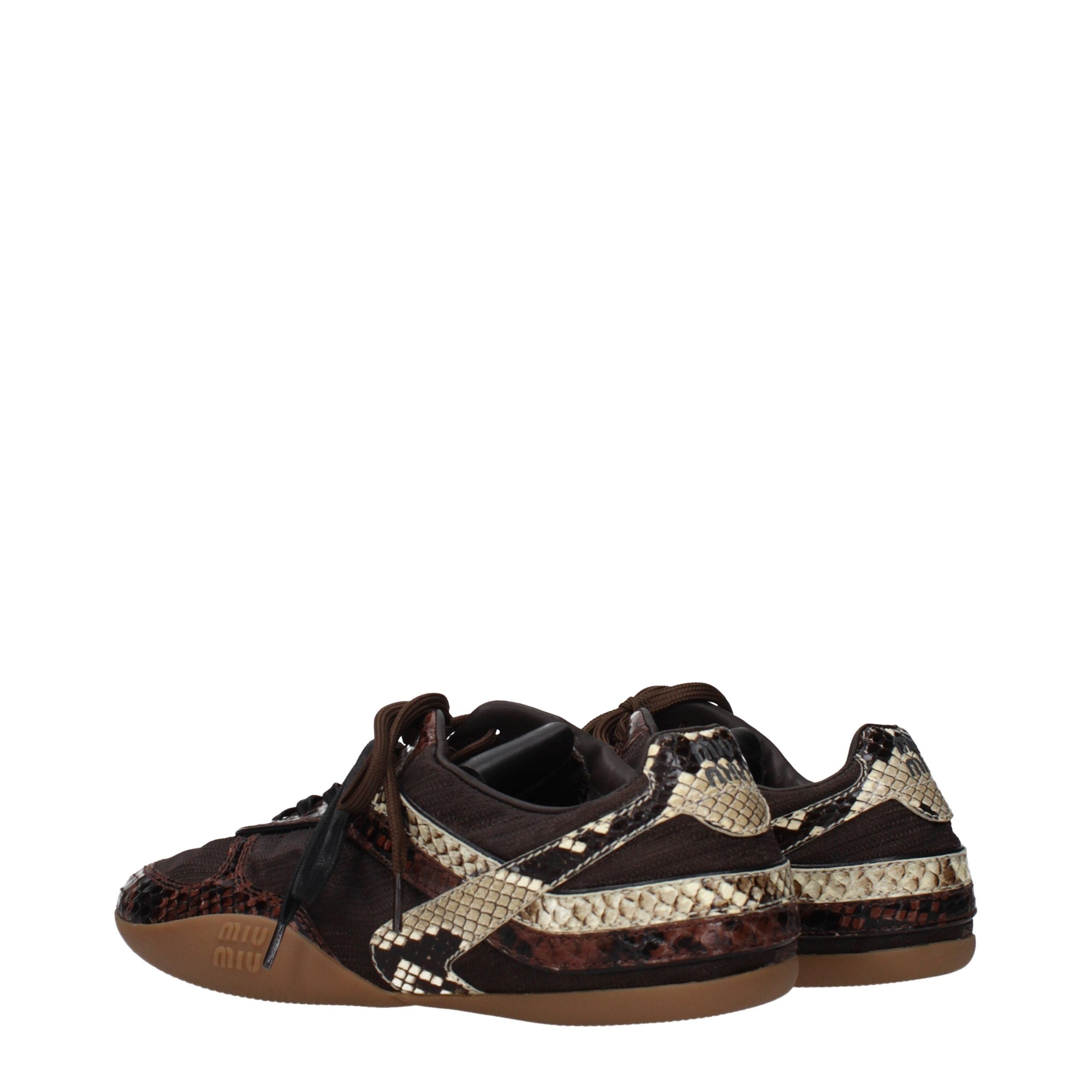 Miu Miu Braune Stoff-Sneaker mit niedrigem Schaft