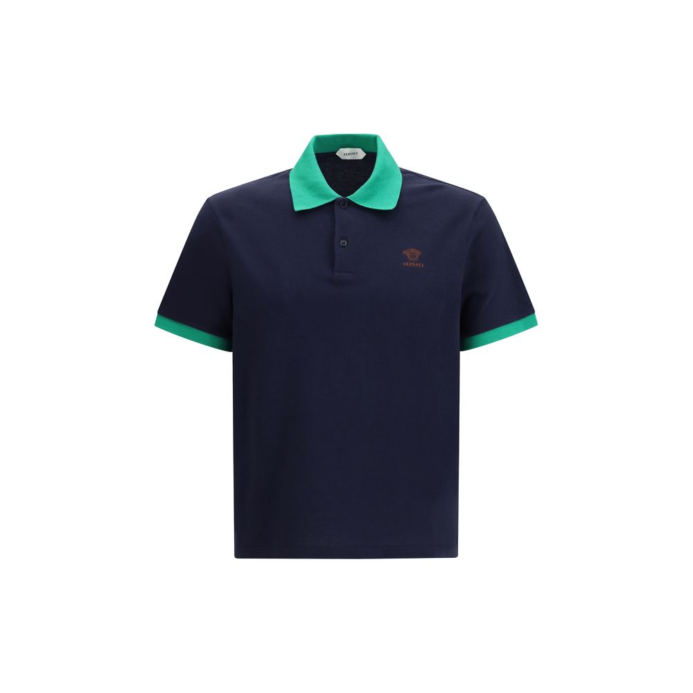 Versace Blaues Baumwoll-Polohemd