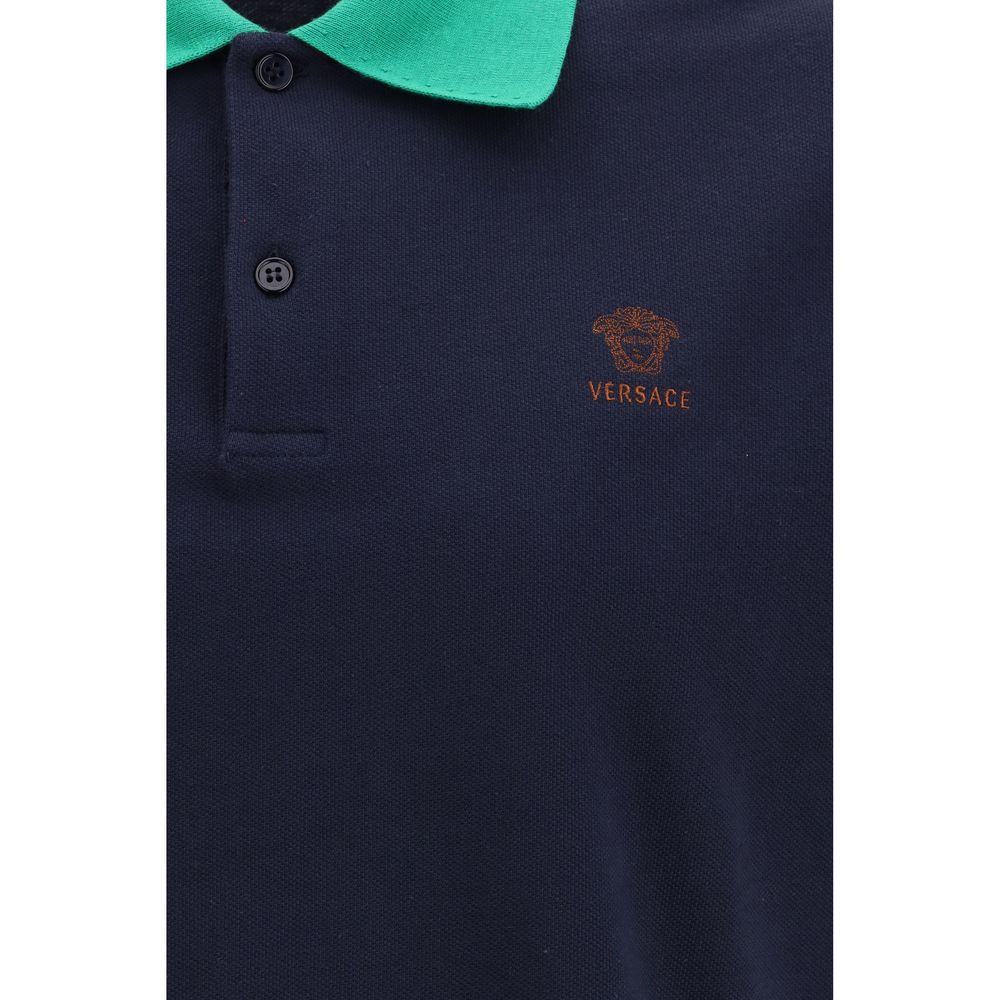Versace Blaues Baumwoll-Polohemd