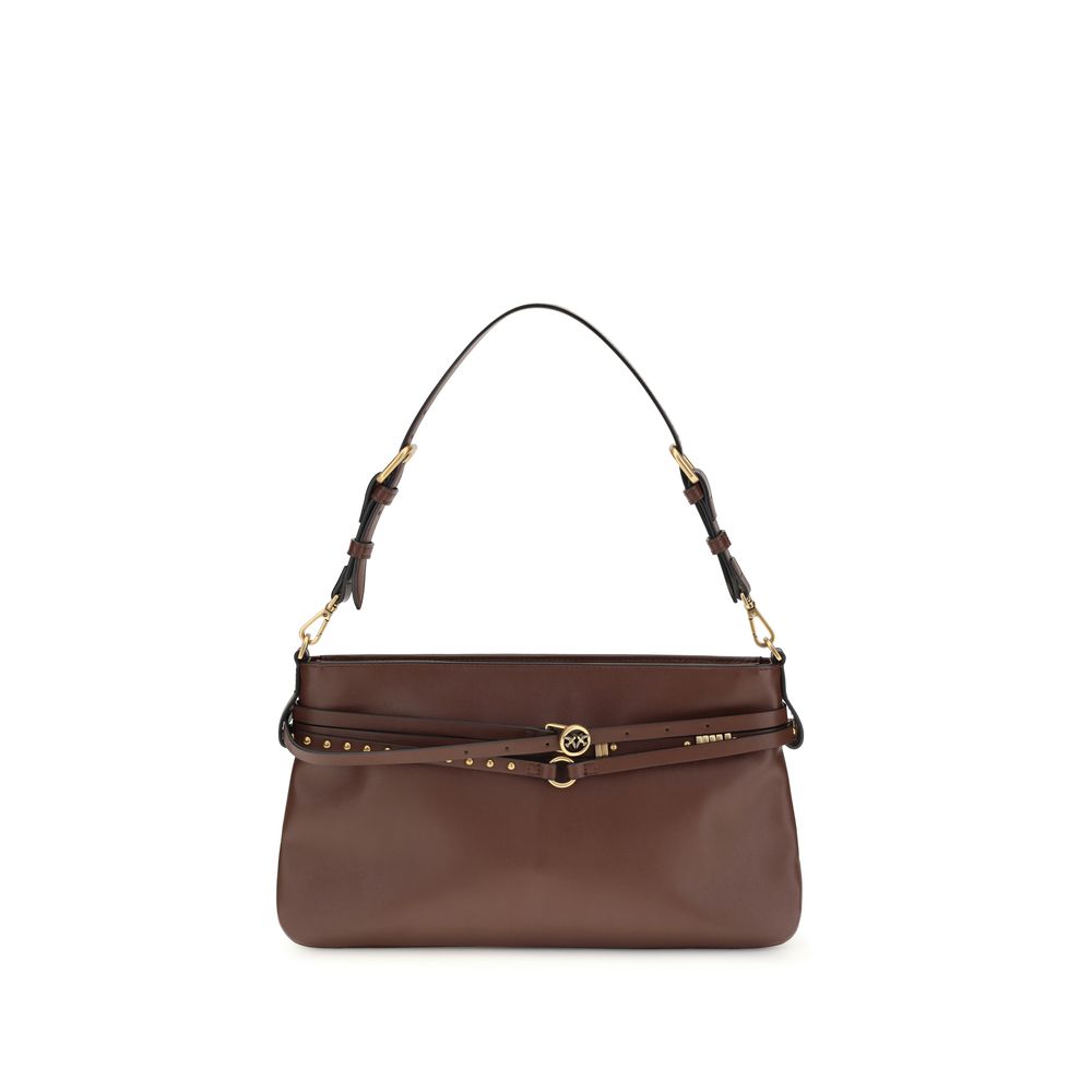 PINKO Braune Kalbsleder Bos Taurus Schultertasche