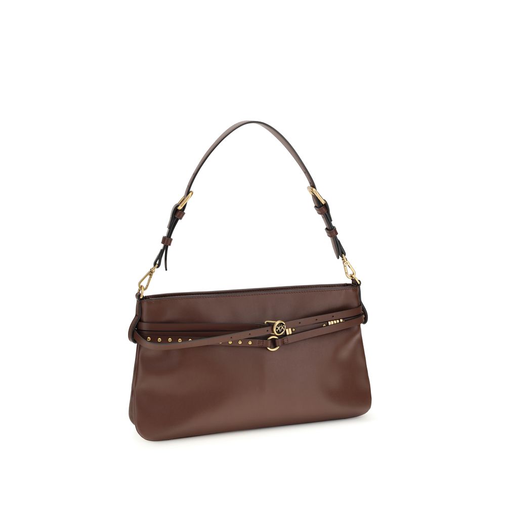PINKO Braune Kalbsleder Bos Taurus Schultertasche