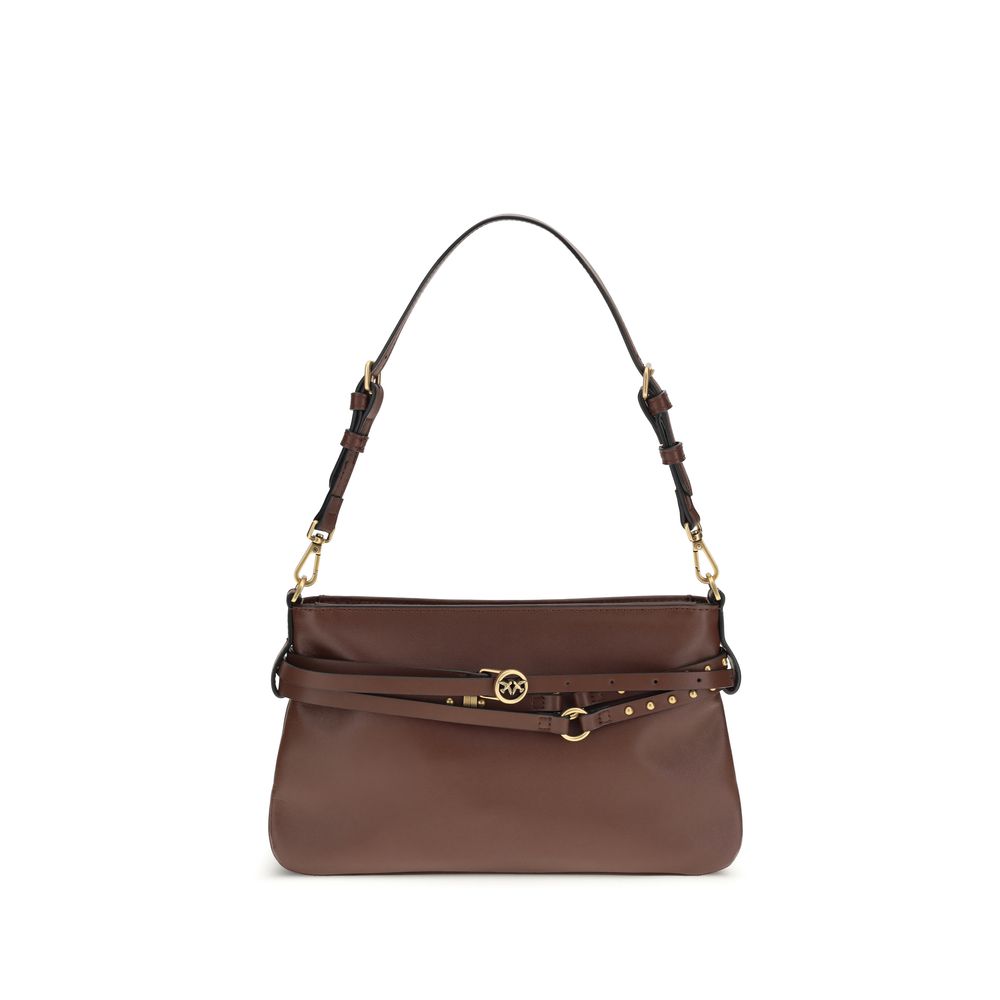 PINKO Braune Kalbsleder Bos Taurus Schultertasche