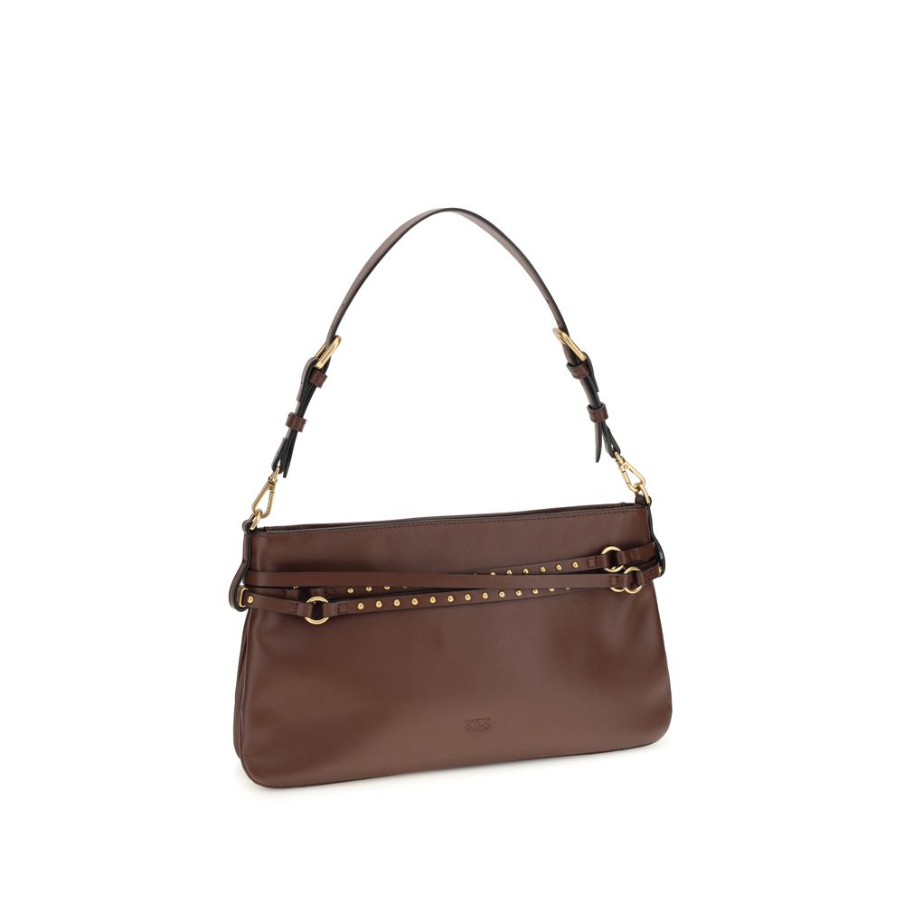 PINKO Braune Kalbsleder Bos Taurus Schultertasche