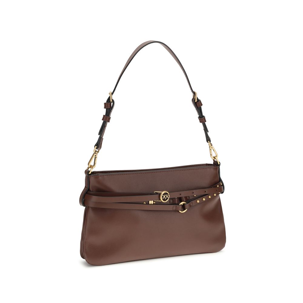 PINKO Braune Kalbsleder Bos Taurus Schultertasche