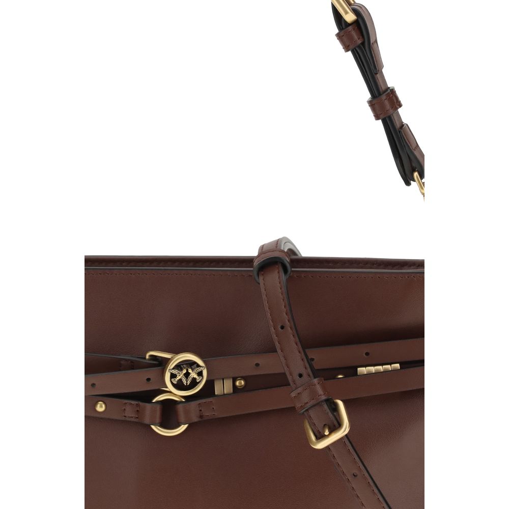 PINKO Braune Kalbsleder Bos Taurus Schultertasche