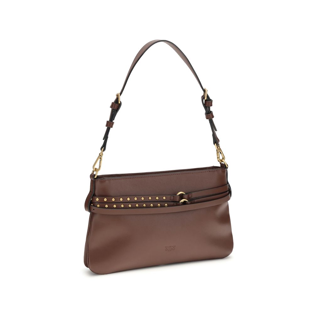 PINKO Braune Kalbsleder Bos Taurus Schultertasche