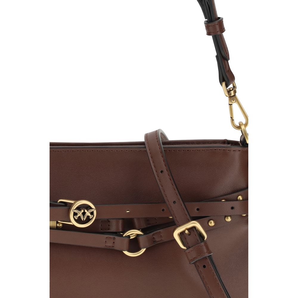 PINKO Braune Kalbsleder Bos Taurus Schultertasche