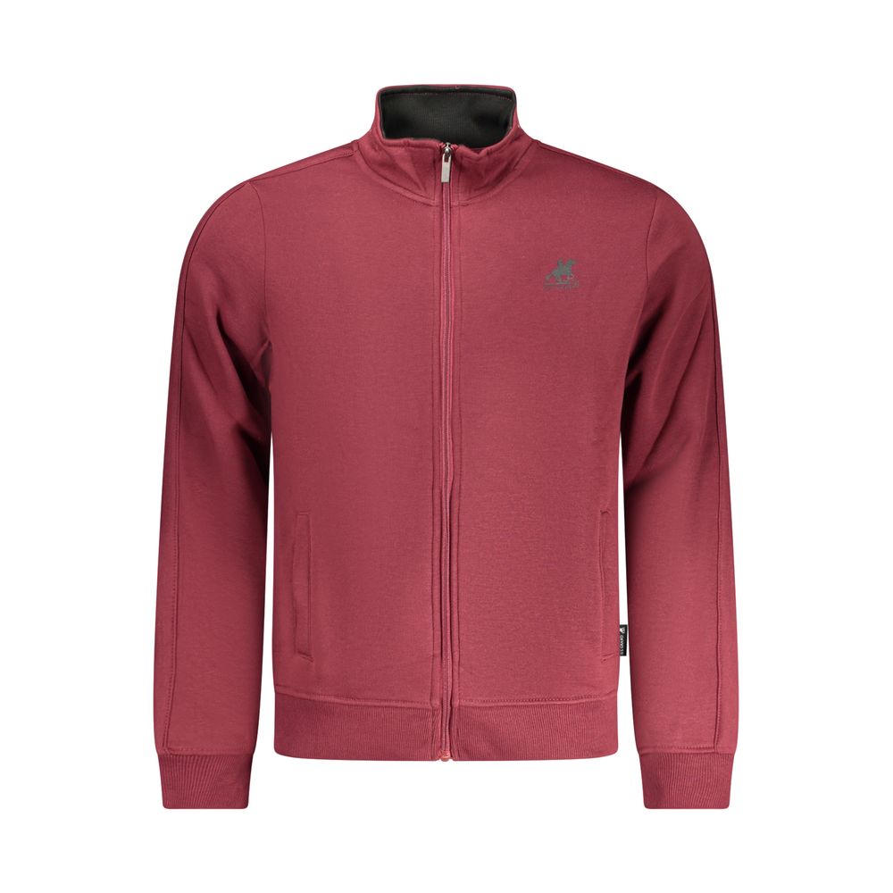 U.S. Grand Polo Herren-Sweatshirt aus roter Baumwolle mit Reißverschluss und Taschen