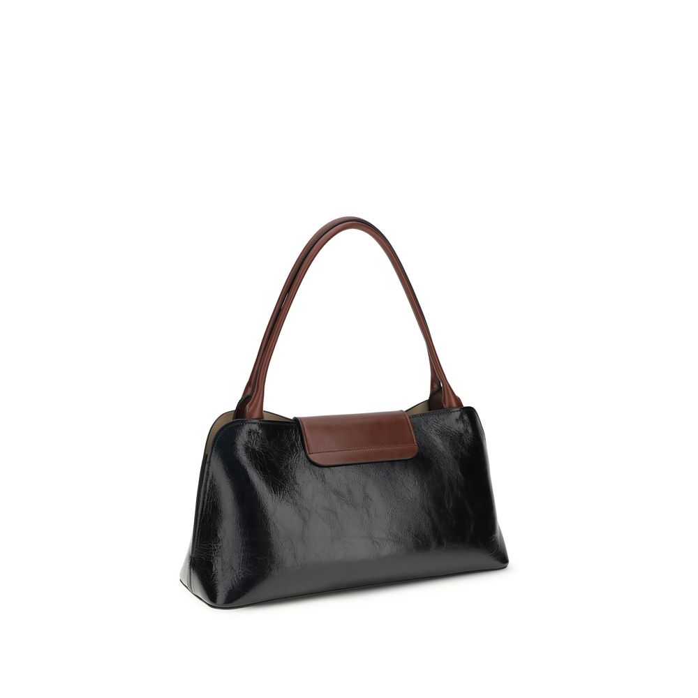 Versace Schwarze Bos Taurus Kalbsleder Schultertasche