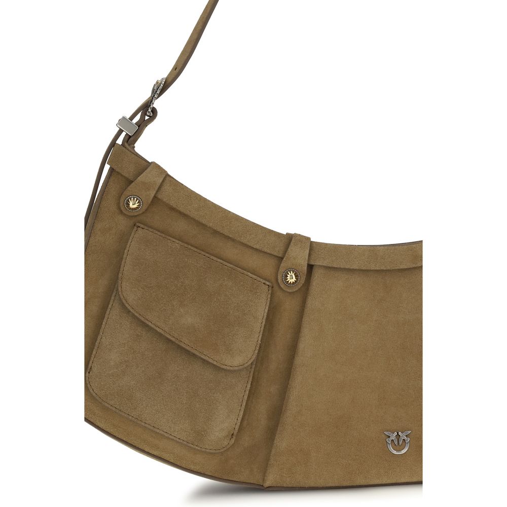 PINKO Beige Kalbsleder Bos Taurus Schultertasche