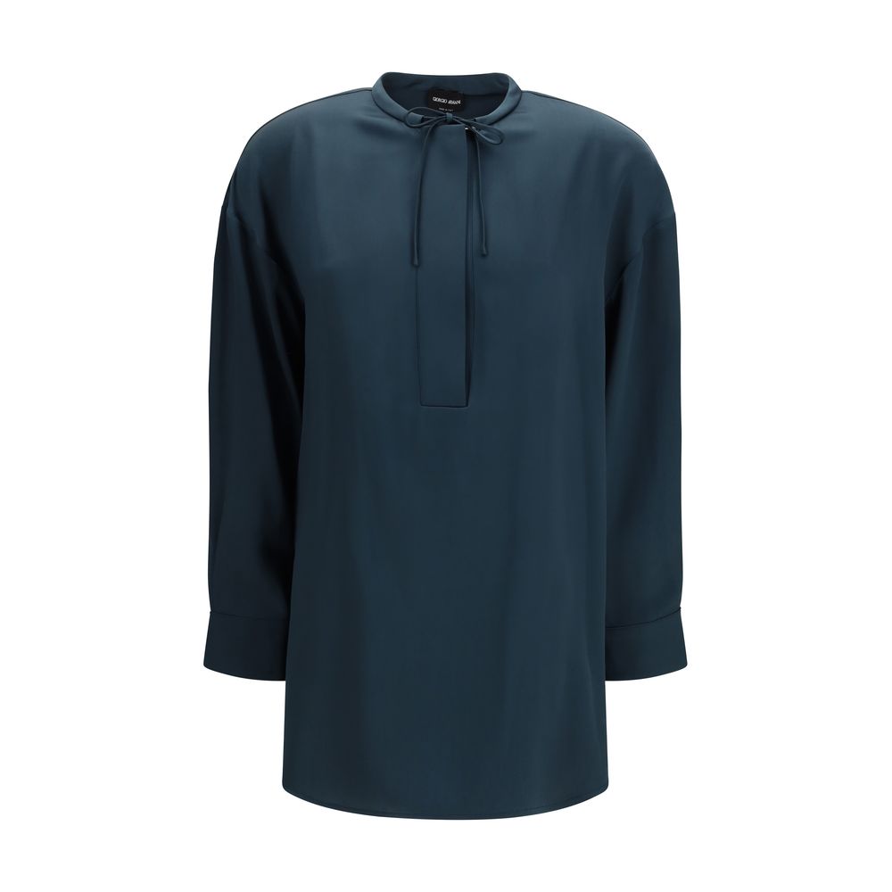 Giorgio Armani Blaue Seidenbluse