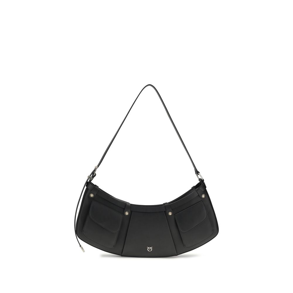 PINKO Schwarze Bos Taurus Kalbsleder Schultertasche