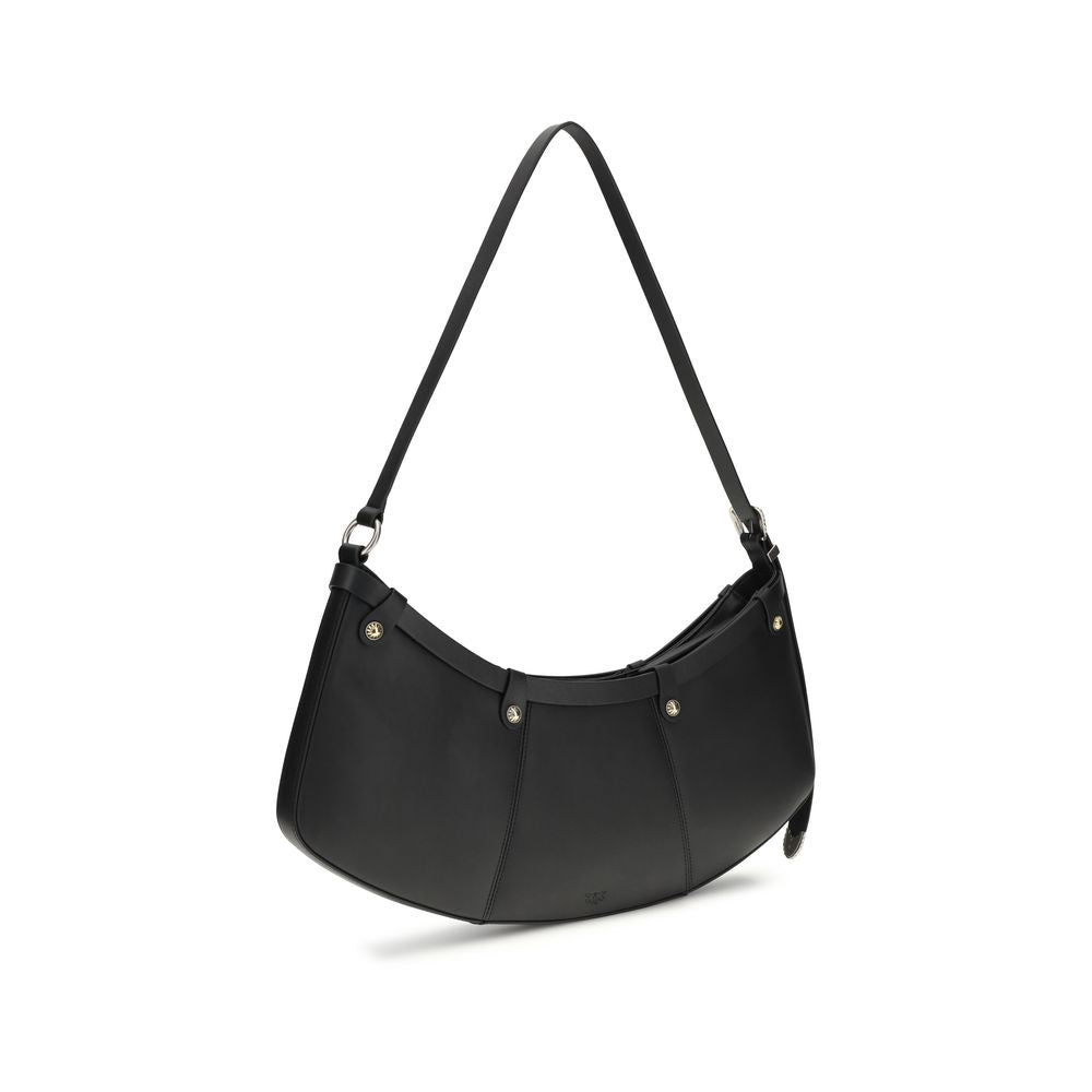 PINKO Schwarze Bos Taurus Kalbsleder Schultertasche