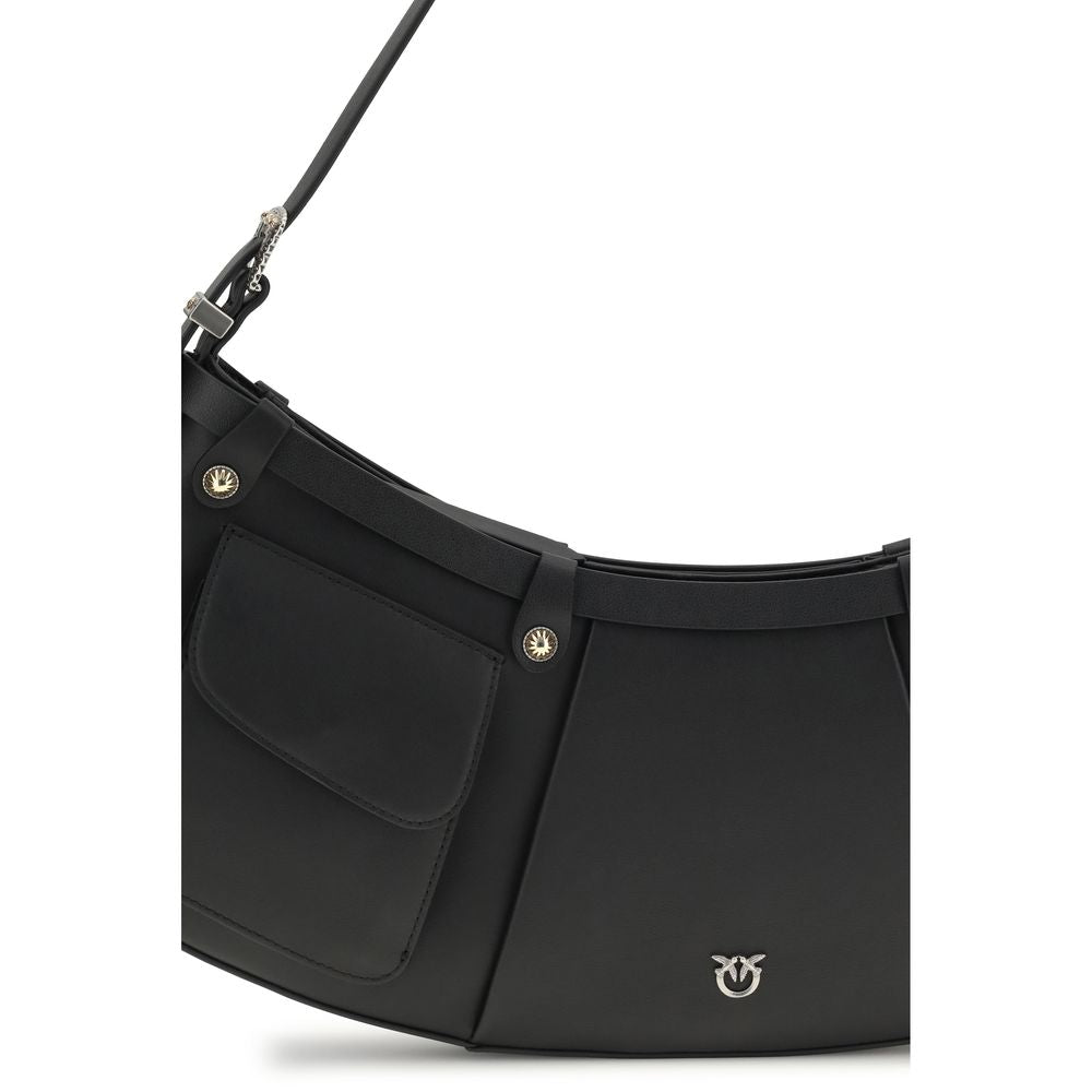 PINKO Schwarze Bos Taurus Kalbsleder Schultertasche
